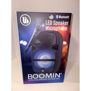 Boomin Wireless Speaker System with Microphone Bluetooth LED Lights UZ-S049B-101